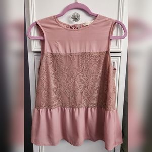 Wayf Sleeveless Pink Peplum Shirt Size S